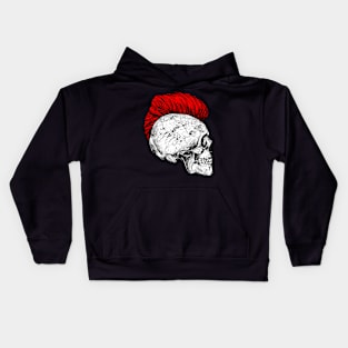 Skeleton skull with iro hairstyle in red Kids Hoodie